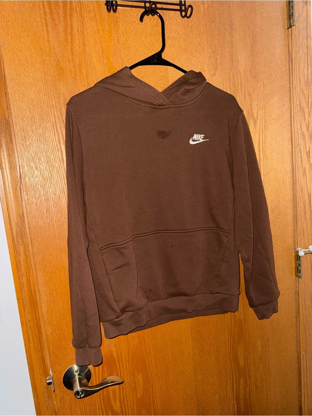 Nike Brown Pullover Hoodie with White Swoosh